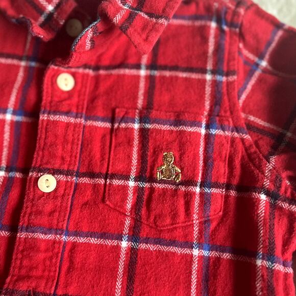 Baby Gap Red Plaid Button Down Flannel Shirt 18-24 months 100% Cotton - Picture 3 of 11